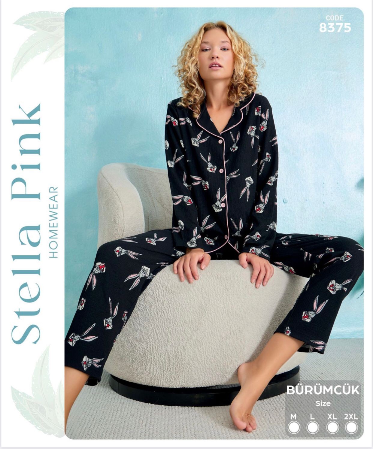 Bürümcük Düğmeli Kadın Pijama Takımı | Stella Pink